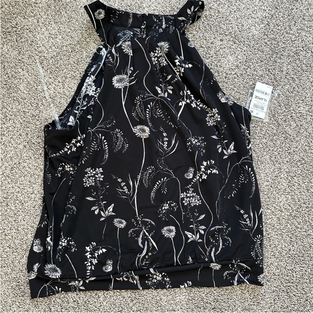INC International Concepts Black Floral Tank Top
